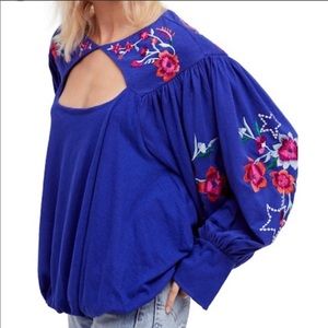 Free People Blue Lita Blouse